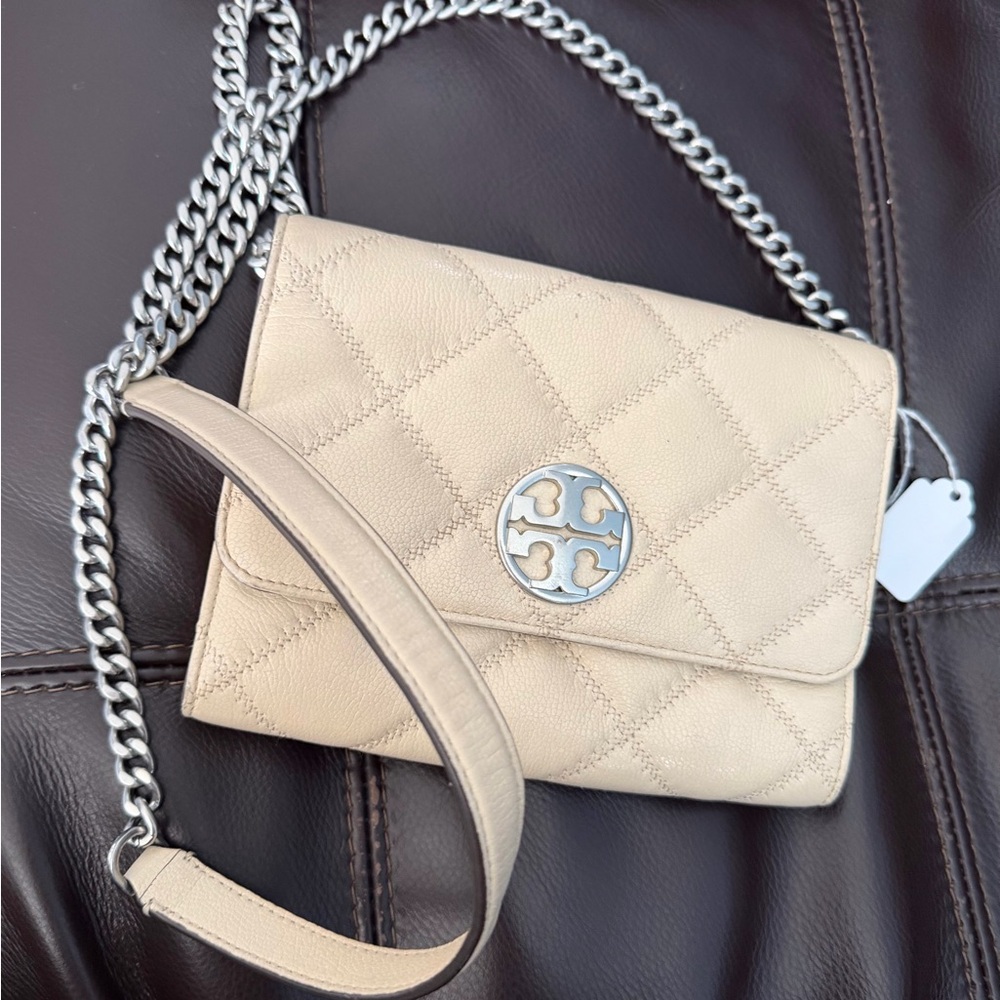 Tory Burch Beige Quilted Crossbody Bag